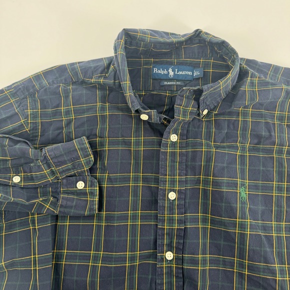 Ralph Lauren Mens Large L Classic Fit Plaid Check Button Down Long Sleeve - Picture 1 of 3